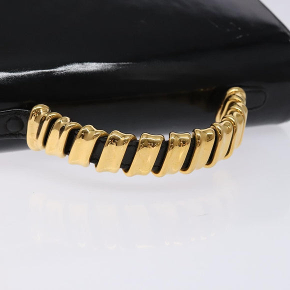 LOEWE Velazquez Hand Bag Leather Black Gold Auth 133940