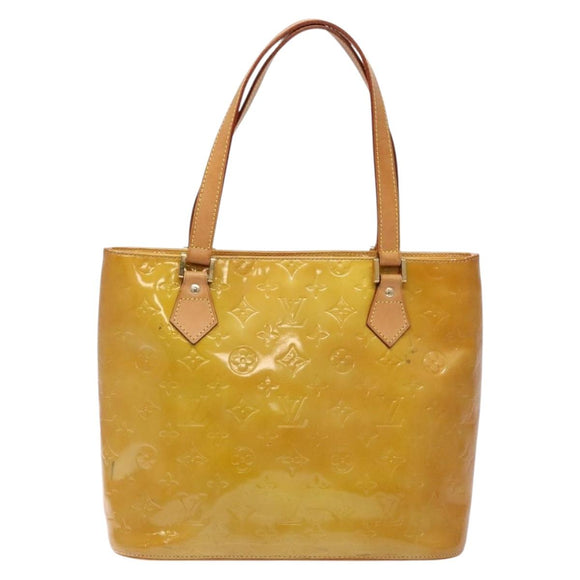 LOUIS VUITTON Monogram Vernis Houston Hand Bag Beige M91004 LV Auth 133943