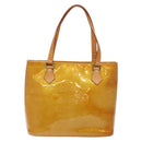 LOUIS VUITTON Monogram Vernis Houston Hand Bag Beige M91004 LV Auth 133943-2