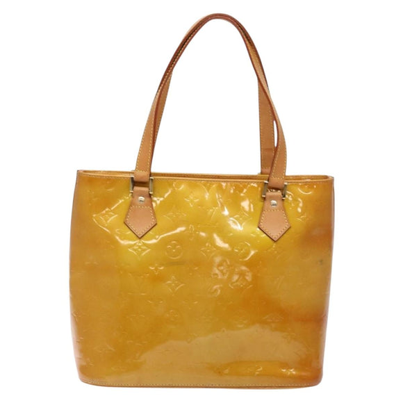 LOUIS VUITTON Monogram Vernis Houston Hand Bag Beige M91004 LV Auth 133943