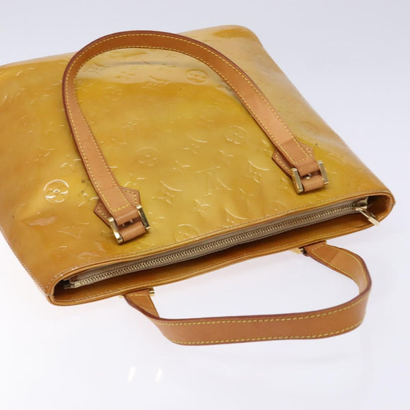 LOUIS VUITTON Monogram Vernis Houston Hand Bag Beige M91004 LV Auth 133943