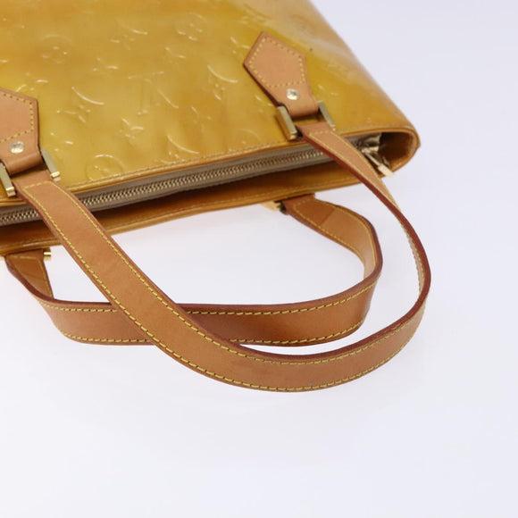 LOUIS VUITTON Monogram Vernis Houston Hand Bag Beige M91004 LV Auth 133943