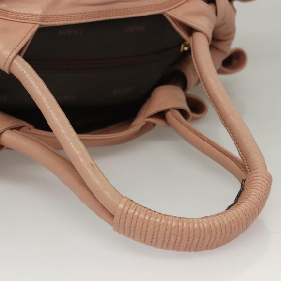 LOEWE Anagram Nappa Aire Tote Bag Leather Gold Pink Auth 133947