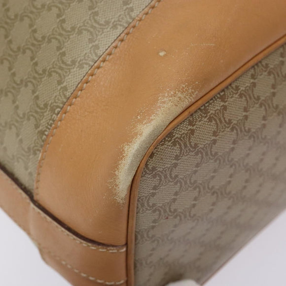 CELINE Macadam Canvas Shoulder Bag Beige Auth 133951
