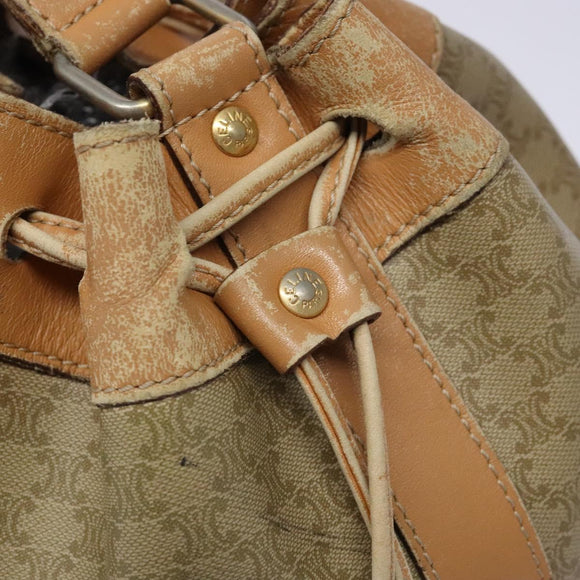 CELINE Macadam Canvas Shoulder Bag Beige Auth 133951