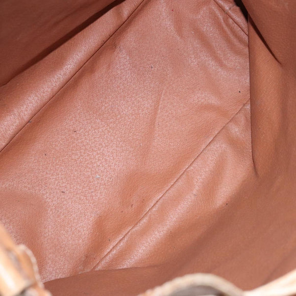 CELINE Macadam Canvas Shoulder Bag Beige Auth 133951