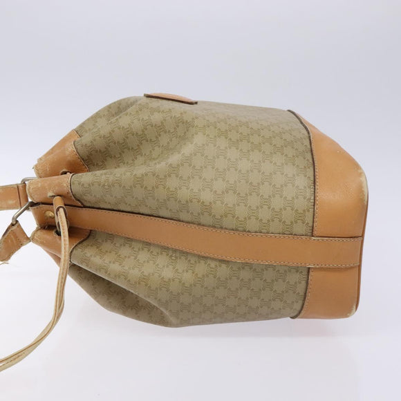 CELINE Macadam Canvas Shoulder Bag Beige Auth 133951