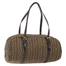 CELINE C Macadam Canvas Hand Bag Brown Gold Auth 133954-1