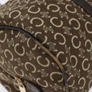 CELINE C Macadam Canvas Hand Bag Brown Gold Auth 133954-11