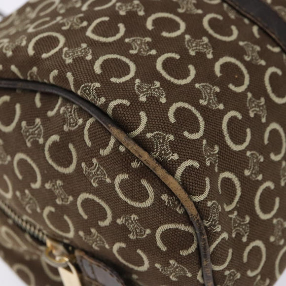 CELINE C Macadam Canvas Hand Bag Brown Gold Auth 133954