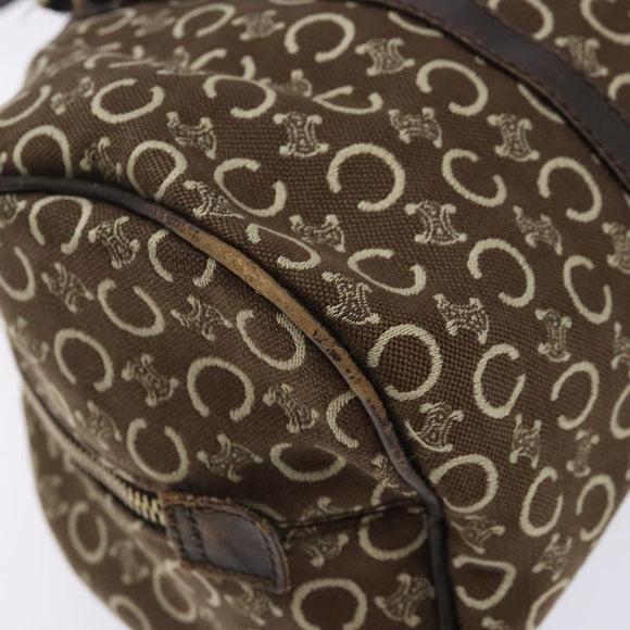 CELINE C Macadam Canvas Hand Bag Brown Gold Auth 133954