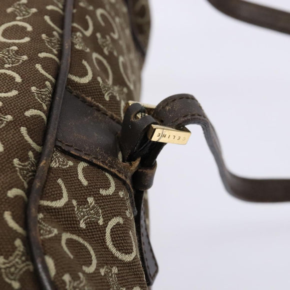 CELINE C Macadam Canvas Hand Bag Brown Gold Auth 133954