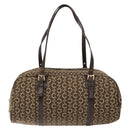 CELINE C Macadam Canvas Hand Bag Brown Gold Auth 133954-2