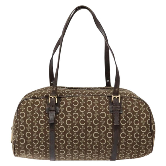 CELINE C Macadam Canvas Hand Bag Brown Gold Auth 133954