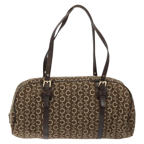 CELINE C Macadam Canvas Hand Bag Brown Gold Auth 133954