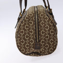 CELINE C Macadam Canvas Hand Bag Brown Gold Auth 133954-4