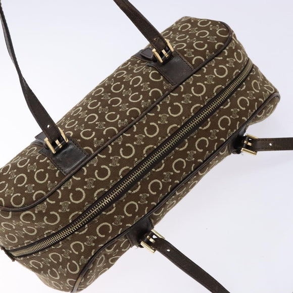 CELINE C Macadam Canvas Hand Bag Brown Gold Auth 133954