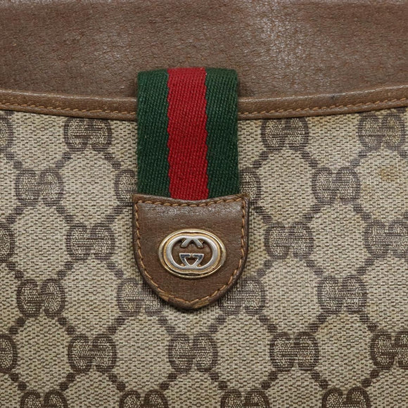 GUCCI GG Supreme Web Sherry Line Clutch Bag PVC Beige Gold 89 02 026 Auth 133968