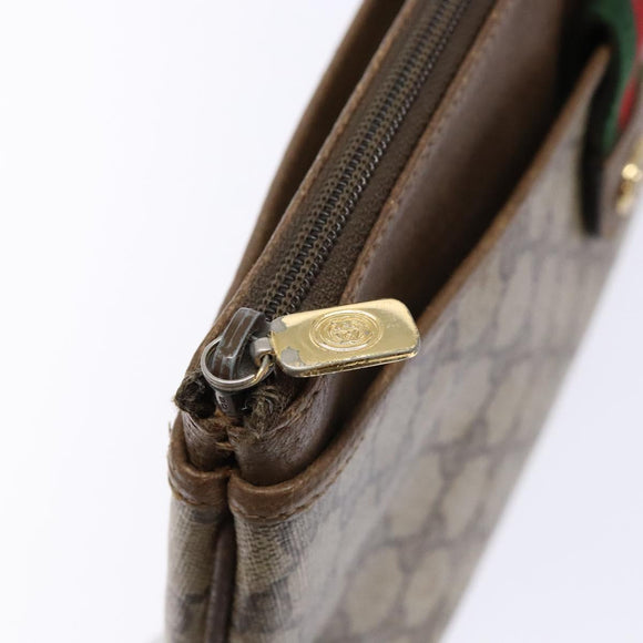 GUCCI GG Supreme Web Sherry Line Clutch Bag PVC Beige Gold 89 02 026 Auth 133968