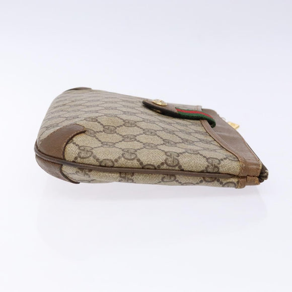 GUCCI GG Supreme Web Sherry Line Clutch Bag PVC Beige Gold 89 02 026 Auth 133968