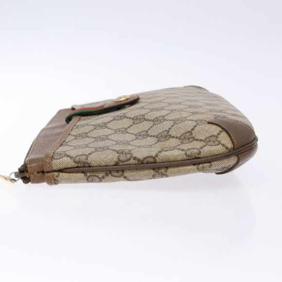 GUCCI GG Supreme Web Sherry Line Clutch Bag PVC Beige Gold 89 02 026 Auth 133968