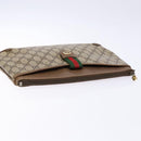 GUCCI GG Supreme Web Sherry Line Clutch Bag PVC Beige Gold 89 02 026 Auth 133968-5