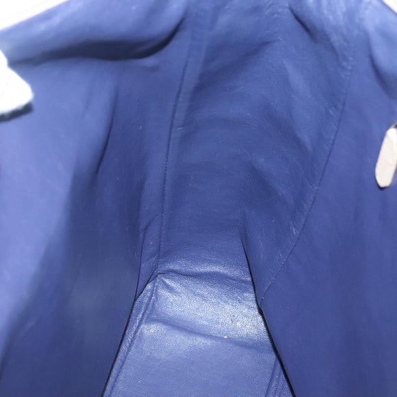 BVLGARI Tote Bag Leather Beige Silver Auth 133970