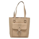 BVLGARI Tote Bag Leather Beige Silver Auth 133970-13