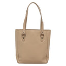 BVLGARI Tote Bag Leather Beige Silver Auth 133970-2