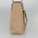 BVLGARI Tote Bag Leather Beige Silver Auth 133970-3