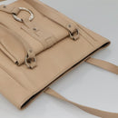 BVLGARI Tote Bag Leather Beige Silver Auth 133970-6