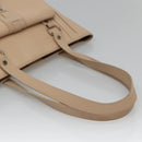 BVLGARI Tote Bag Leather Beige Silver Auth 133970-7