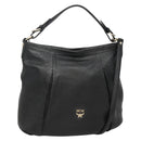 MCM Vicetos Logogram Shoulder Bag Leather 2way Black Auth 133981-1