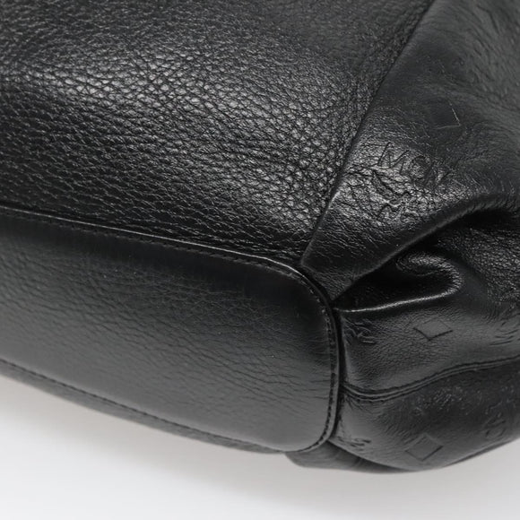 MCM Vicetos Logogram Shoulder Bag Leather 2way Black Auth 133981