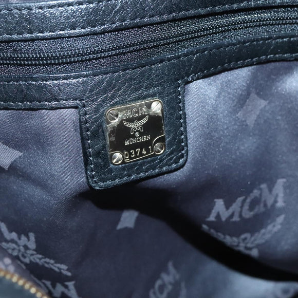 MCM Vicetos Logogram Shoulder Bag Leather 2way Black Auth 133981