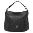 MCM Vicetos Logogram Shoulder Bag Leather 2way Black Auth 133981-2