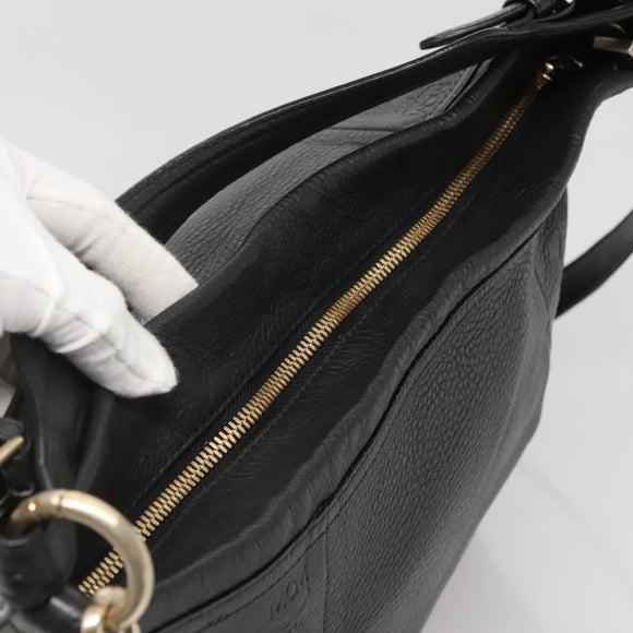 MCM Vicetos Logogram Shoulder Bag Leather 2way Black Auth 133981