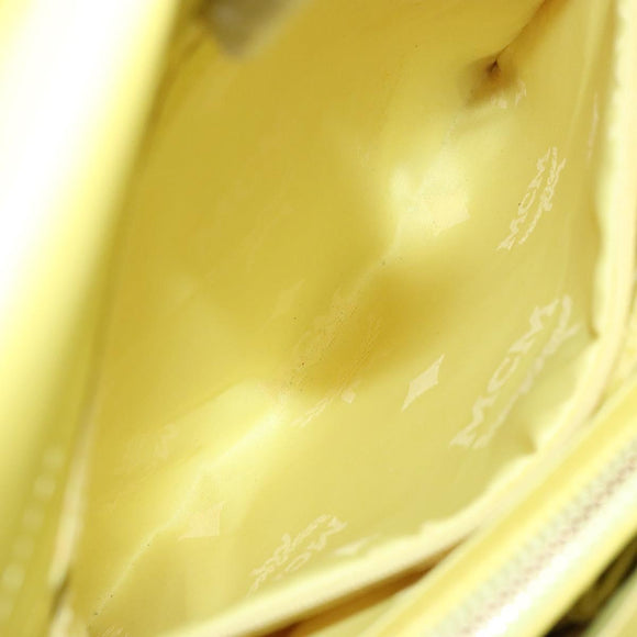 MCM Studs Tote Bag Leather Gold Lime yellow Auth 133982