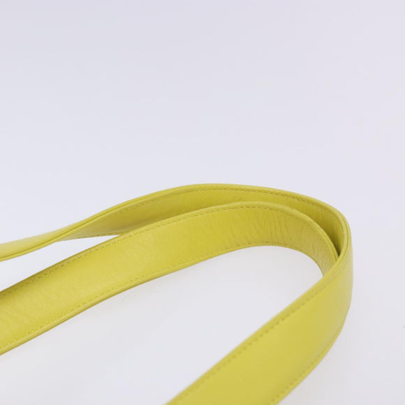 MCM Studs Tote Bag Leather Gold Lime yellow Auth 133982