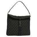 GUCCI GG Canvas Jackie Shoulder Bag Black Silver 001 3355 1781 Auth 133986-1