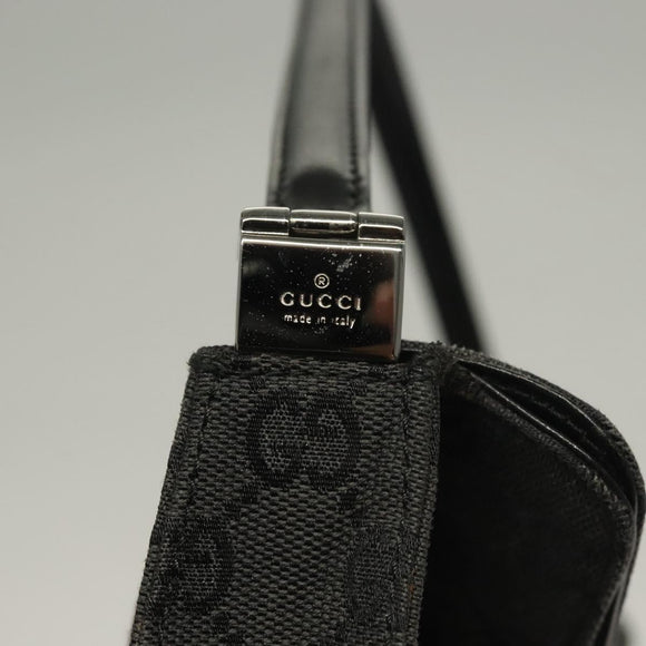 GUCCI GG Canvas Jackie Shoulder Bag Black Silver 001 3355 1781 Auth 133986