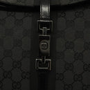 GUCCI GG Canvas Jackie Shoulder Bag Black Silver 001 3355 1781 Auth 133986-15