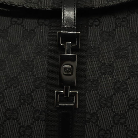 GUCCI GG Canvas Jackie Shoulder Bag Black Silver 001 3355 1781 Auth 133986