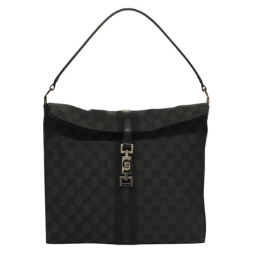 GUCCI GG Canvas Jackie Shoulder Bag Black Silver 001 3355 1781 Auth 133986 - 0