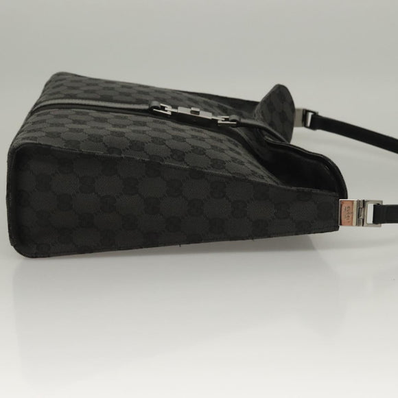 GUCCI GG Canvas Jackie Shoulder Bag Black Silver 001 3355 1781 Auth 133986