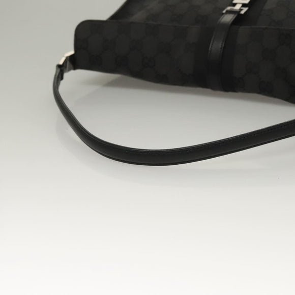 GUCCI GG Canvas Jackie Shoulder Bag Black Silver 001 3355 1781 Auth 133986