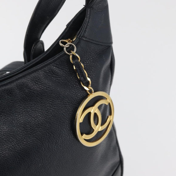 CHANEL COCO Mark Shoulder Bag Caviar Skin Navy CC Auth 133988
