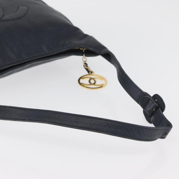 CHANEL COCO Mark Shoulder Bag Caviar Skin Navy CC Auth 133988