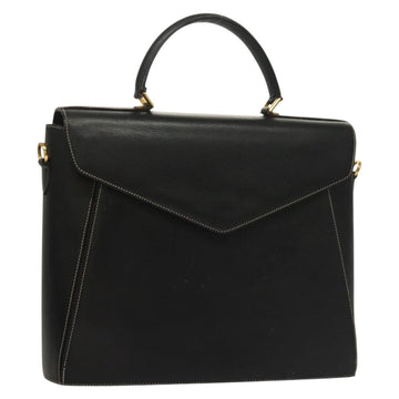 Salvatore Ferragamo Hand Bag Leather Black Gold Auth 133992