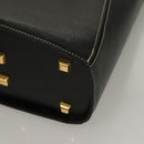 Salvatore Ferragamo Hand Bag Leather Black Gold Auth 133992-15